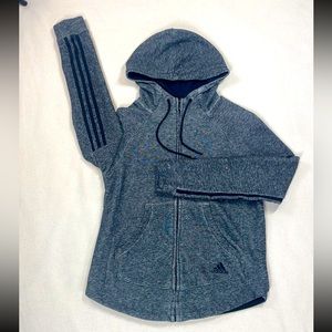 Adidas 3 stripe Grey pull on soft Zip Up Hoodie SzM